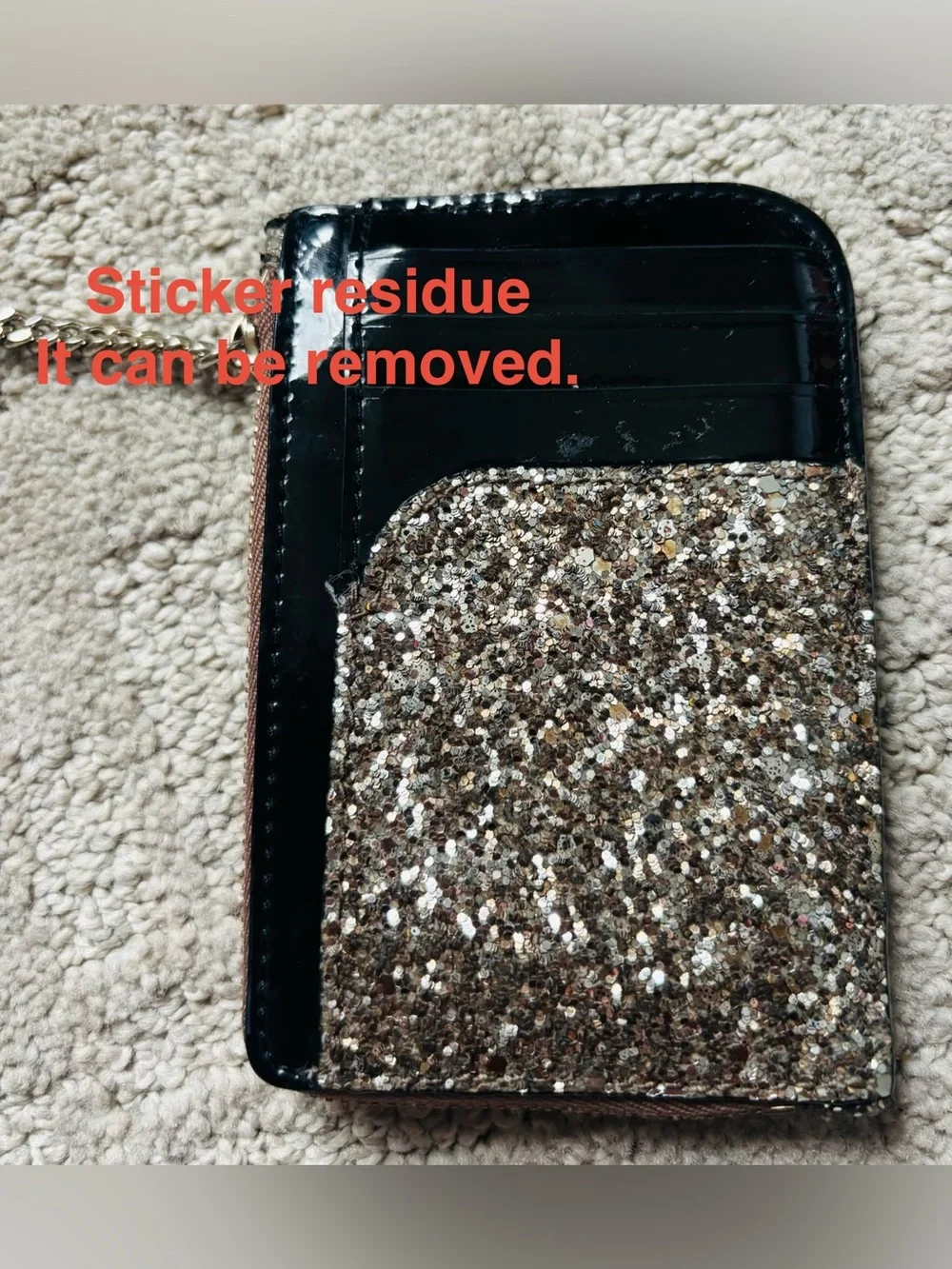 Kate Spade Odette Glitter L-Zip Card Holder